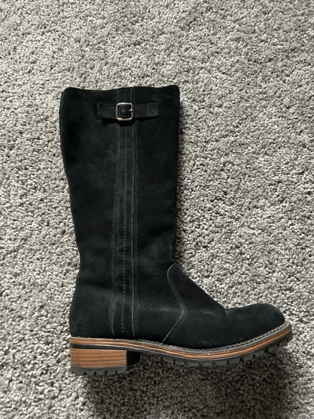 Merona Black Suede Mid-Calf Women’s Riding Boots size 8 1/2 - Picture 2 of 7